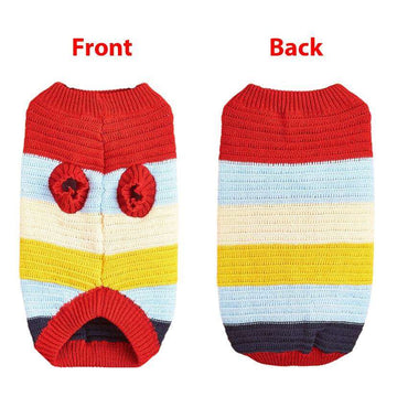 Luvin Multi-Coloured Striped Knitted Woollen Pullover Sweater for Dogs & Cats - luvin