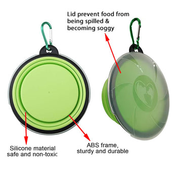 Luvin Collapsible Silicone Bowl For Pets with Lid & hook