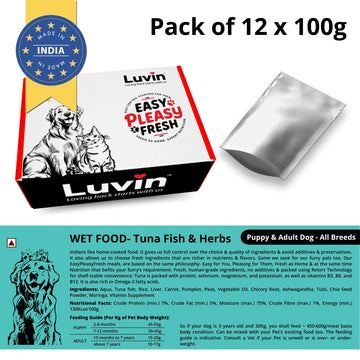 Luvin Wet Food - Tuna Fish & Herbs - Puppy & Adult Dog - All Breeds