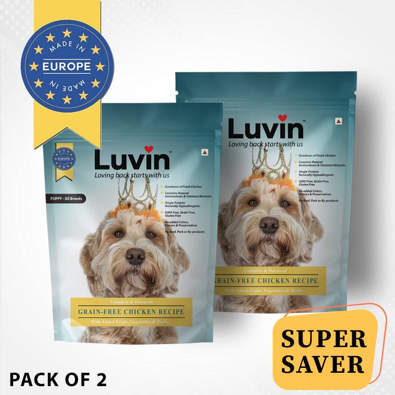 Luvin Puppy Premium Dry Dog Food - 100Gms | Pack of 2 - luvin