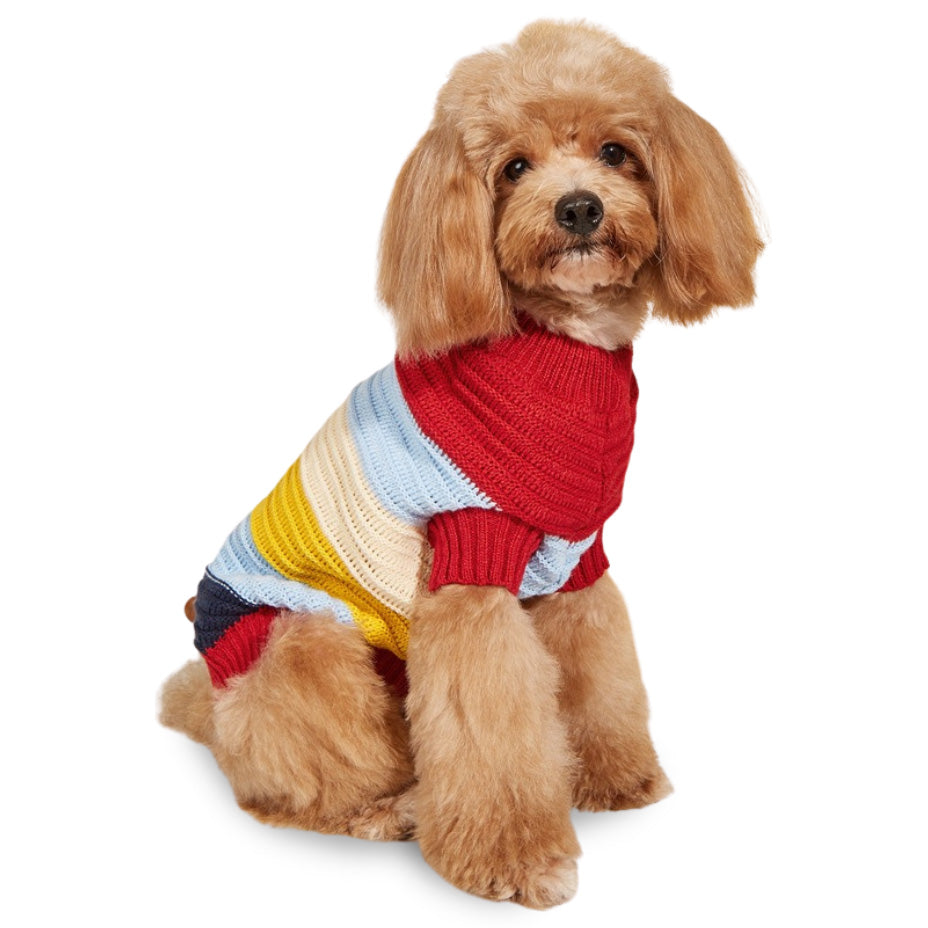 Luvin Multi-Coloured Striped Knitted Woollen Pullover Sweater for Dogs & Cats - luvin