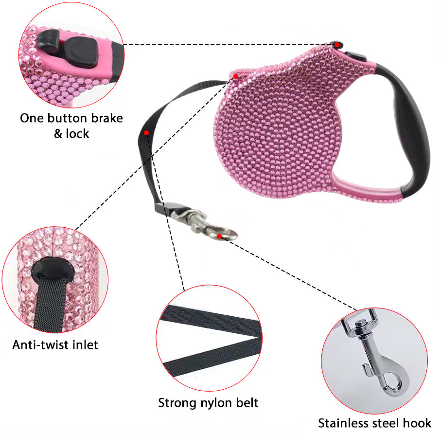 Embellished Retractable Dog Cat Leash - Main Image