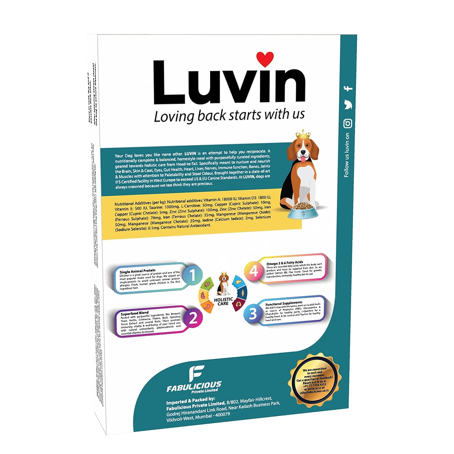 Luvin Puppy Premium Dry Dog Food - 800Gms - luvin