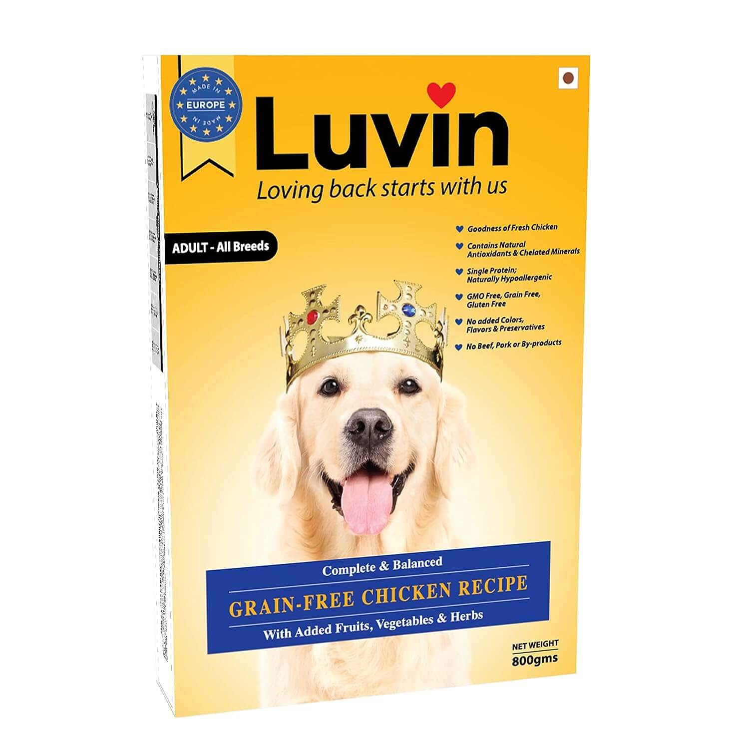 Luvin Adult Premium Dry Dog Food - 800Gms - luvin
