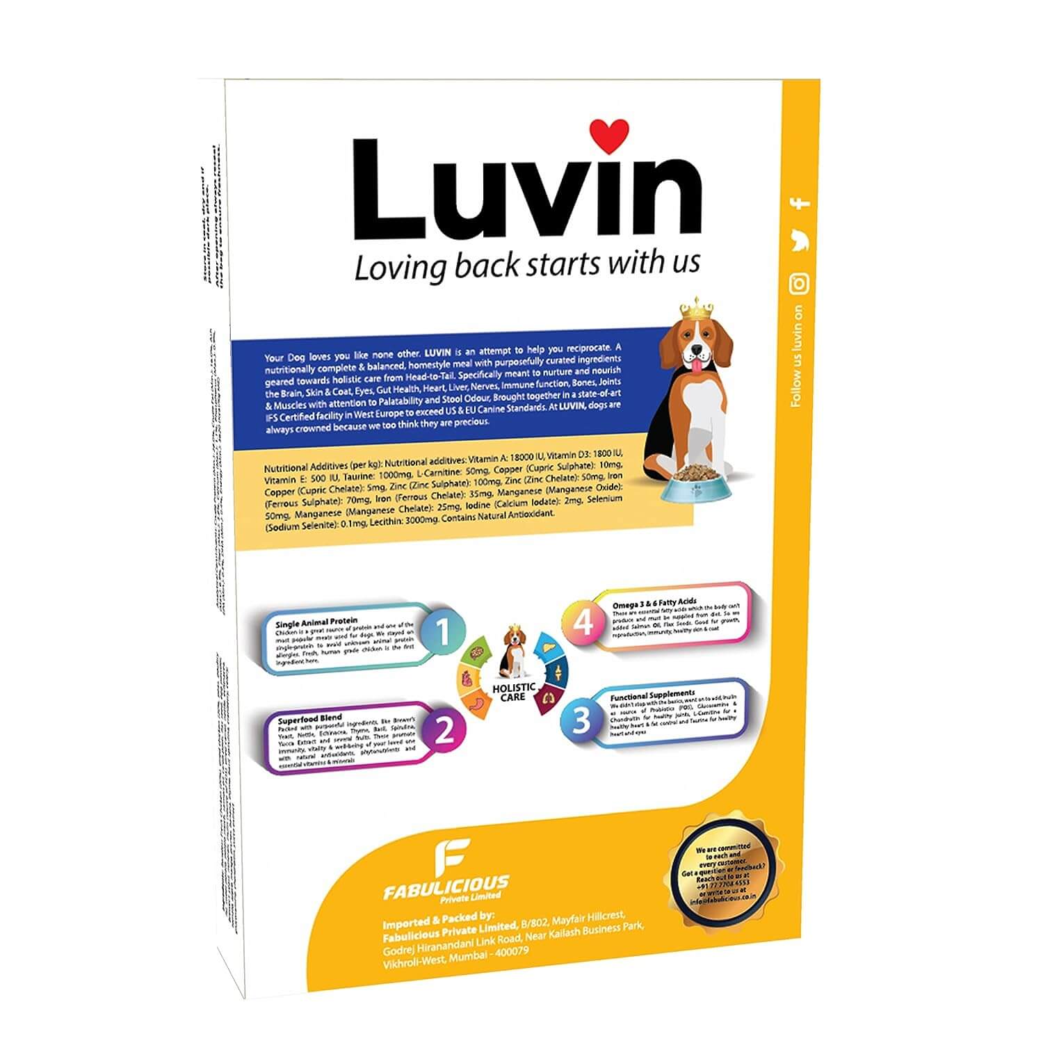 Luvin Adult Premium Dry Dog Food - 800Gms - luvin