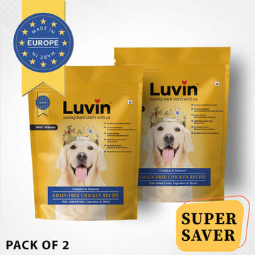 Luvin Adult Premium Dry Dog Food | Grain-Free Chicken Recipe with Antioxidants, Fruits, Vegetables & Herbs 100g (Travel Pack of 2)
